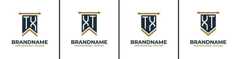 Letter TX and XT Pennant Flag Logo Set, Represent Victory. Suitable for any business with TX or XT initials. vector