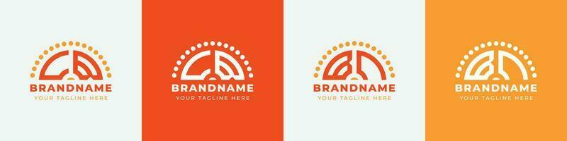 Letter BC and CB Sunrise  Logo Set, suitable for any business with BC or CB initials. vector