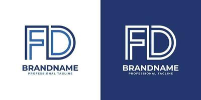 Letter FD Line Monogram Logo, suitable for any business with FD or DF initials. vector