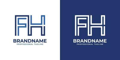 Letter FH Line Monogram Logo, suitable for any business with FH or HF initials. vector