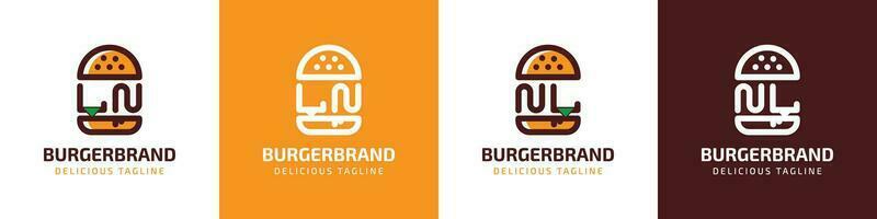 Letter LN and NL Burger Logo, suitable for any business related to burger with LN or NL initials. vector