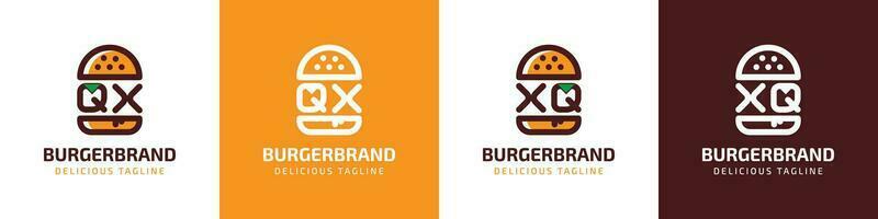 letra qx y xq hamburguesa logo, adecuado para ninguna negocio relacionado a hamburguesa con qx o xq iniciales. vector