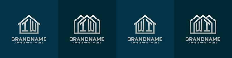 Letter IW and WI Home Logo Set. Suitable for any business related to house, real estate, construction, interior with IW or WI initials. vector