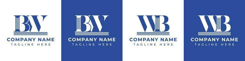 Letter BW and WB Pillar logo, suitable for any business with WB or BW related to Pillar. vector