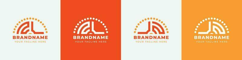 Letter UZ and ZU Sunrise  Logo Set, suitable for any business with UZ or ZU initials. vector