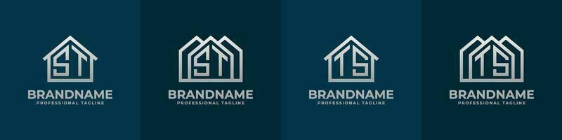 Letter ST and TS Home Logo Set. Suitable for any business related to house, real estate, construction, interior with ST or TS initials. vector