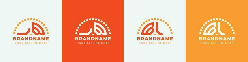 Letter BL and LB Sunrise  Logo Set, suitable for any business with BL or LB initials. vector