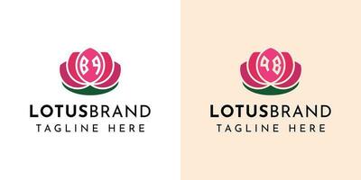 Letter BQ and QB Lotus Logo Set, suitable for any business related to lotus flowers with BQ or QB initials. vector