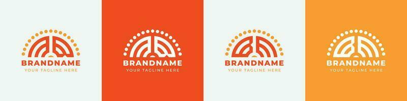 Letter BM and MB or BE and EB Sunrise  Logo Set, suitable for any business with BM, MB, BE, EB initials. vector