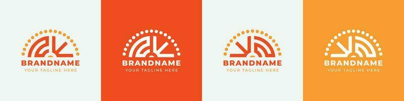 Letter WZ and ZW Sunrise  Logo Set, suitable for any business with WZ or ZW initials. vector