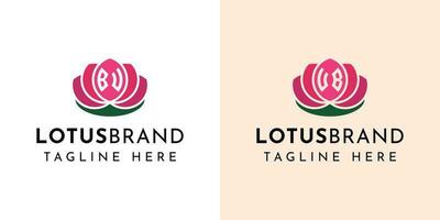 Letter BU and UB Lotus Logo Set, suitable for any business related to lotus flowers with BU or UB initials. vector