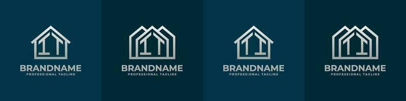 Letter IT and TI Home Logo Set. Suitable for any business related to house, real estate, construction, interior with IT or TI initials. vector