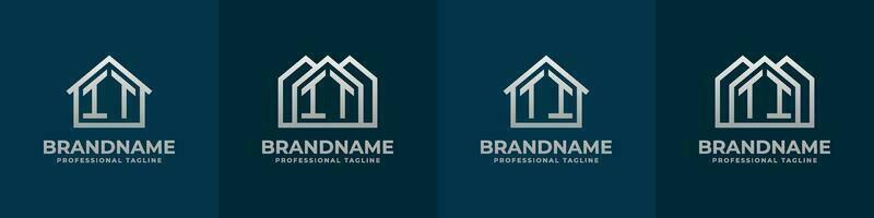 Letter IT and TI Home Logo Set. Suitable for any business related to house, real estate, construction, interior with IT or TI initials. vector