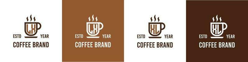 Letter LX and XL Coffee Logo, suitable for any business related to Coffee, Tea, or Other with LX or XL initials. vector