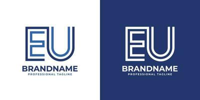 Letter EU Line Monogram Logo, suitable for any business with EU or UE initials. vector