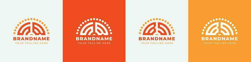 Letter BS and SB Sunrise  Logo Set, suitable for any business with BS or SB initials. vector