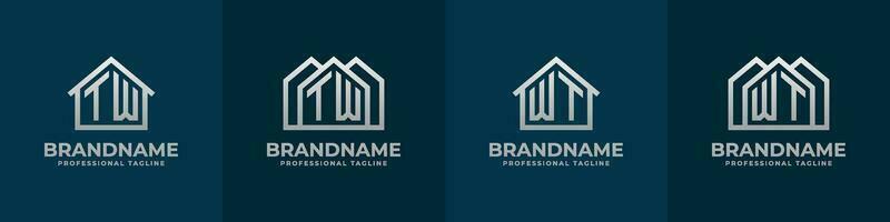 Letter TW and WT Home Logo Set. Suitable for any business related to house, real estate, construction, interior with TW or WT initials. vector