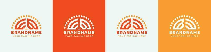 Letter BW and WB or BE and EB Sunrise  Logo Set, suitable for any business with BW, WB, BE, EB initials. vector