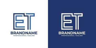 Letter ET Line Monogram Logo, suitable for any business with ET or TE initials. vector