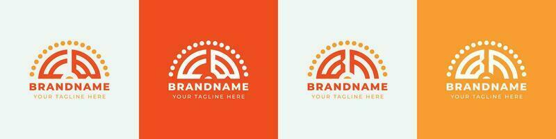 Letter BF and FB Sunrise  Logo Set, suitable for any business with BF or FB initials. vector