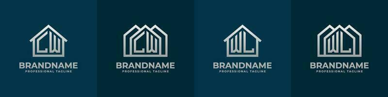Letter LW and WL Home Logo Set. Suitable for any business related to house, real estate, construction, interior with LW or WL initials. vector
