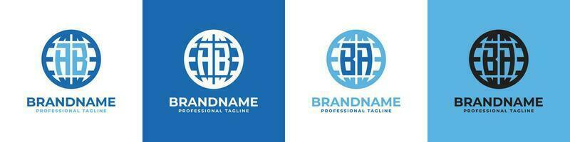 Letter AB and BA Globe Logo Set, suitable for any business with AB or BA initials. vector