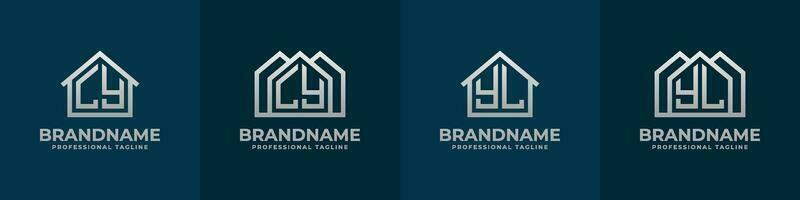 Letter LY and YL Home Logo Set. Suitable for any business related to house, real estate, construction, interior with LY or YL initials. vector