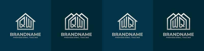 Letter QW and WQ Home Logo Set. Suitable for any business related to house, real estate, construction, interior with QW or WQ initials. vector