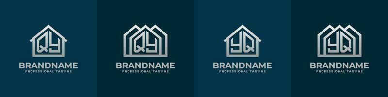 Letter QY and YQ Home Logo Set. Suitable for any business related to house, real estate, construction, interior with QY or YQ initials. vector