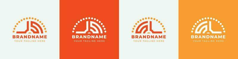 Letter SU and US or SV and VS Sunrise  Logo Set, suitable for any business with SU, US, SV, VS initials. vector