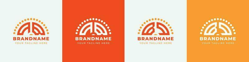 Letter BQ and QB Sunrise  Logo Set, suitable for any business with BQ or QB initials. vector