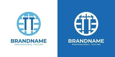 Letter TT Globe Logo, suitable for any business with double T or TT initials. vector