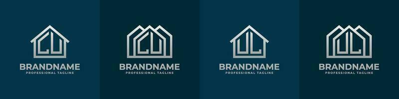 Letter LU and UL Home Logo Set. Suitable for any business related to house, real estate, construction, interior with LU or UL initials. vector