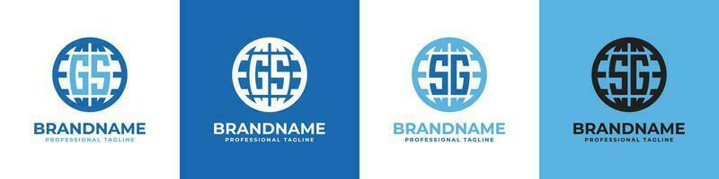 Letter GS and SG Globe Logo Set, suitable for any business with GS or SG initials. vector