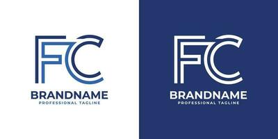 Letter FC Line Monogram Logo, suitable for any business with FC or CF initials. vector