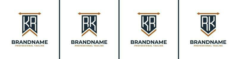 Letter KR and RK Pennant Flag Logo Set, Represent Victory. Suitable for any business with KR or RK initials. vector