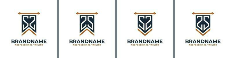 Letter SZ and ZS Pennant Flag Logo Set, Represent Victory. Suitable for any business with SZ or ZS initials. vector