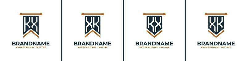 Letter KX and XK Pennant Flag Logo Set, Represent Victory. Suitable for any business with KX or XK initials. vector