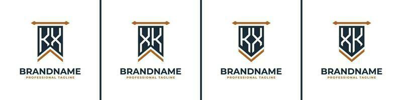 Letter KX and XK Pennant Flag Logo Set, Represent Victory. Suitable for any business with KX or XK initials. vector