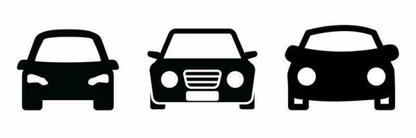 Car icon black white illustration collection. vector