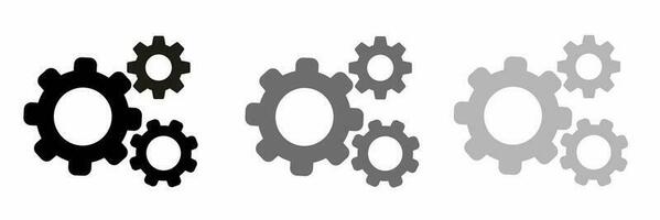 Gears icon black white illustration collection. vector