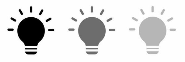 Light bulb icon black white illustration collection. vector