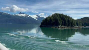 View from the ship of beautiful mountains in Alaska video