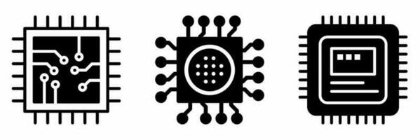 Cpu icon set. Cpu black and white illustration. Stock vector. vector