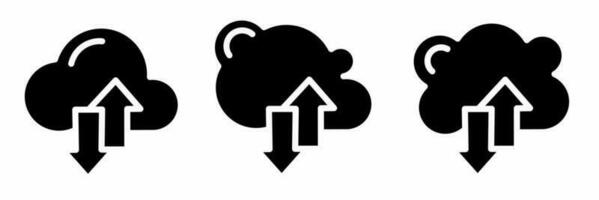 nube descargar icono colocar. nube descargar negro y blanco ilustración. valores vector. vector