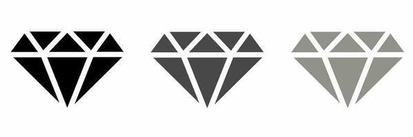 Diamond icon black white illustration collection. vector