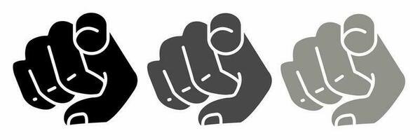 Finger pointing icon black white illustration collection. vector