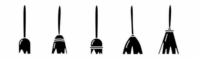 Broom icon set. Broom black and white illustration. Stock vector. vector