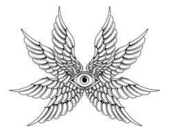 Vector Eye with angel wings tribal tattoo