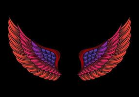 Colorful angel wings vector tattoo design